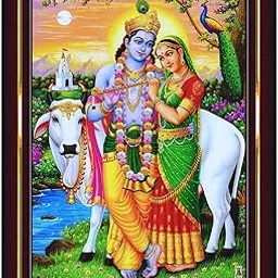 Pavan Photo Laminations Radha Krishna Photo Frame Radhe Radhakrishna Wall Painting Framed Home Decor (Wood,Matte,Brown,Small Size,6 x 8 Inch) B686S-picture-13