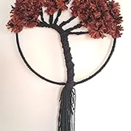 Tree of Life Dreamcatcher | Macrame Wall Hanging, Handmade Decor | Tree of Life | Size - 9 inch or 23cm | Handicrafts by Zealza(Brown 1)-image-91