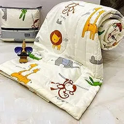 Kitch Deco™ Glace Cotton Reversible Babies Single Bed & Kids Comforter/Dohar/Quilt, 200 GSM (60x90 Inches) (Lion Monkey)-picture-12