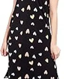 weet Women's Cotton Night Dress Heart Printed Knee Length Night Gown 4411-picture-52