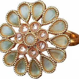 mrigangi Antique Floral Adjustable Ring for Women and Girls Alloy Gold Plated Ring-picture-45