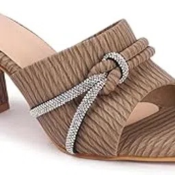 carlton london Women Comfortable Block Heel Square Toe Slip On fashion Sandal for Daily use, Office use, Casual use-picture-10