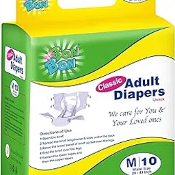 Bonbon Classic Adult Diaper Tape Style Medium (PACK OF 1) - 10 Count - M - Ultra Leak-Guard with Anti Bacterial Layer and Multiple Tape Fastners - Waist Size 28-43 Inch, 71-109 cm-picture-20