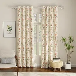 Urban Space Blackout Opaque Curtains 8 Feet Long Set Of 2 For Door, Digital Printed Curtains With Eyelets, 80-85% Room Darkening Curtains For Living Room, Tieback Included (Gulmohar, Door 8 Ft)-picture-33