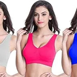 Women's Air Bra, Sports Bra, Stretchable Non-Padded Non-Wired Bra, Freesize (Size 28 to 34) (Pack of 3)-image-7