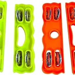 vivi5 Musical Instrument for Bhajan and Kirtans,Khartal for Mandir aarti-(Jheeka) Multicolor 2 pair-image-2