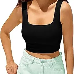 the blazze Women's Lycra Stretchable Sleeveless Square Neck Basic Solid Regular Fit Latest Crop Top/Camisole for Women L379-picture-13