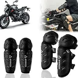 Auto Pearl Motorcycle Knee Shin Guards Elbow Pads, 4 in 1 Monstor Style Knee Shin Safe Protection Armor for Moto Cycling Racing compatible with 790 Duke (Black, 4Pcs)-picture-28