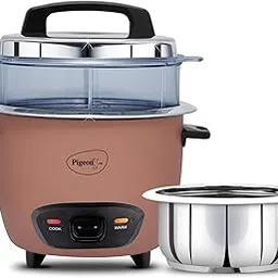 Pigeon Inox Pro Rice Cooker with Steamer, 1.8 litres | Stainless Steel Lid | 700 Watts | 1 Steel Cooking Pot | Measuring Cup | Spatula | Energy Efficient Cooking (Pink)-picture-53
