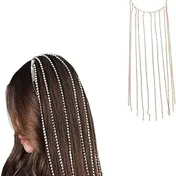 Rhinestones Long Tassel Hair Chain Hairband for Women | Diamond Hair Band for Parties, Wedding | Bridal Tassel Headband | Hair Jewelry-image-9
