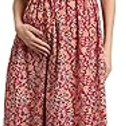 secret wish Women's Maroon Floral Maternity Dress-picture-54