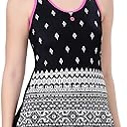 lactra U-Back Printed Panel Boyleg Swim Dress with Padded Bust Support-picture-0