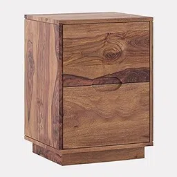Sheesham (Rosewood) 2 Drawer Solid Wood Bedside Table (Finish Color - Teak Finish) image 1