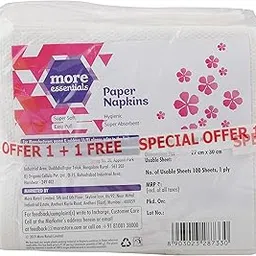 More Essentials more Quality 1st Paper Napkins 1 Ply 27cmX30 cm 100 sht - BOGO-picture-35