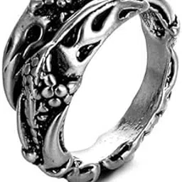 Gothic Dragon Claw Ring, Antique Silver, Adjustable Statement Ring for Men and Women-image-14