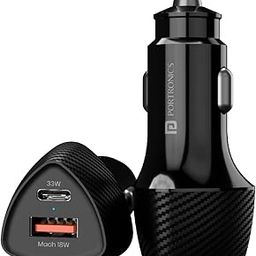 Portronics 51W Car Power 16 Fast Car Charger with Dual Output, 51 Watts Total (18W USB + 33W Type C PD), Fast Charging, Adapter for iPhone & Android Smartphones and Tablets (Black)-picture-13