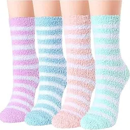 yanwenx Socks for Women Crew Cozy Slipper Socks for Girls Warm for Winter 4 Pairs-picture-14