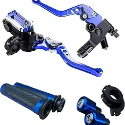 Motorcycle Brake Lever 7/8“ 22mm Handlebar Master Cylinder Brake Clutch Levers Left & Right Set + Hand Grips + Handlebar Ends Set for Harley Honda Kawasaki Suzuki Yamaha (Blue)-picture-10
