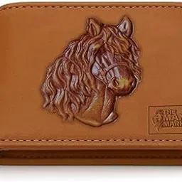 the man mark Golden Mustang RFID Protected Leather Wallet for Men – Slim Bi-Fold Design with 4 Card Slots, 2 Hidden Pockets, 1 Coin Pocket, and 2 Currency Compartments.-picture-43