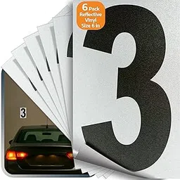 iSYFIX Black Vinyl Number 3 (THREE) Stickers - 6 Pack 6 inch - Premium Decal, Reflective Background & Pre-Spaced for Mailbox, Signs, Window, Door, Car, Truck, Home, Business, Address, Indoor & Outdoor-picture-19