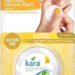 Kara Nail Polish Remover Wipes Lemon 30 Pulls, Enriched with Olive Oil & Vitamin E, Acetone Free, One Wipe Cleans Upto 10 Nails-picture-42