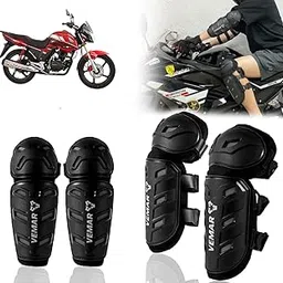 Auto Pearl Motorcycle Knee Shin Guards Elbow Pads, 4 in 1 Monstor Style Knee Shin Safe Protection Armor for Moto Cycling Racing compatible with CBF150 (Black, 4Pcs)-picture-47