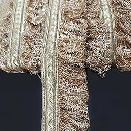 Pritam Fulzar Fringes Tassel Decorative Lace Trimmings Ribbon Festival Bridal Dupatta Lehenga, Saree, Anarkali, Indian Sari Border (Pearl Mate)-picture-11