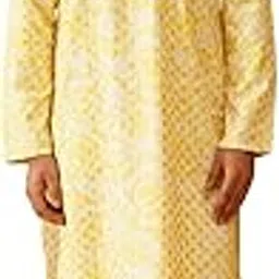 sojanya (Since 1958 Men's Cotton Gold Sequinned Kurta with White Churidaar Pyjama-picture-35