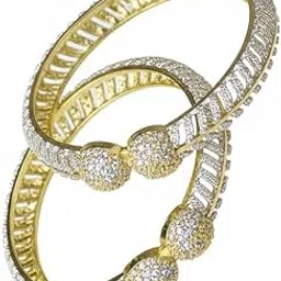ARZURA CREATIONS Luxury Gold-Plated AD Stone-Studded Bangle Set for Women & Girls – Rhinestone Embellished American Diamond Kada Pair, Brass Bracelet Set (2 Pieces)-picture-19