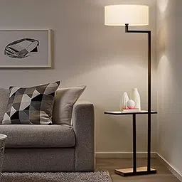 Kapoor E-ILLUMINATIONS Avignon Black Metal Single Light Floor Lamp with Cotton White Lampshade for Living Room Corner, Study Room, Bedroom, Hotel, Office (Black, 65 Inches Height)-picture-24