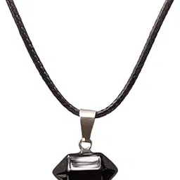 the men thing BLACK TOURMALINE - Natural Crystal Pendant with 19 inch Leather Rope Chain for Men & Boys-picture-27
