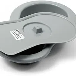 YAVA Plastic Bed Pan for Patients with Lid Comfortable and Durable Medical Bedpan for Hospital and Home Use Easy to Clean Urinal Pot for Elderly, Men and Women | Grey Color-image-1
