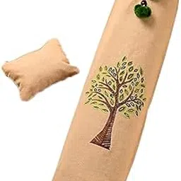 Tree Of Life Cotton Embroided Yoga Mat Bags with Strong Shoulder Straps (Beige & Dark Green, L 74 x W 25 cm)-picture-15