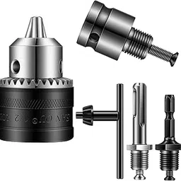 Do It YourSelf 1/2-20UNF Mount 1.5-13 mm Capacity Drill Chuck Set with Converter Impact Driver Bits Chuck Drill Wrench 1/2 Inch Shank 1/4 Inch Hex Shank 1/2 Inch Socket Square Female Adapter (5)-picture-13