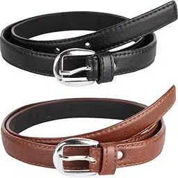 pinkit PU Leather Belt Combo Pack for Women/Ladies/Girls (Free Size, Fits Waist Size 26 to 34) - Black & Brown (Pack of 2)-picture-20