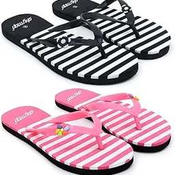 skytrap Women Black Rubber Slippers Flipflop Combo of 2-picture-16