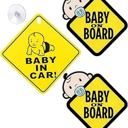 Baby On Board Car Sticker, 3 Pack Removable Safety Warning Decals with Suction Cups for Vehicles, High Visibility Alert Sign for Child Safety-image-5