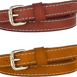 flyer Women's Leather belt for Women/Girls/Ladies (Formal/Casual) (Colour -Black/Brown/Tan/Coffee) Stylish fancy trendy Buckle Genuine Leather Pack of 2 (B0058)-picture-26