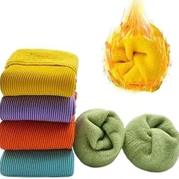 Autumn Winter Adult Warm Line Ribbed Snow Velvet Fur Socks Plush Thicken Thermal Men Women Fashion Fuzzy Solid Color Velvet Snow Socks (PACK OF 3), Ankle Length-image-7