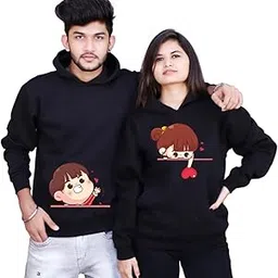 the tee shop Couple Hoodie Cotton Warm Pullover Printed Hoodies Sweatshirts Gift for Lover - Cute BF GF - Pack of 2-picture-36