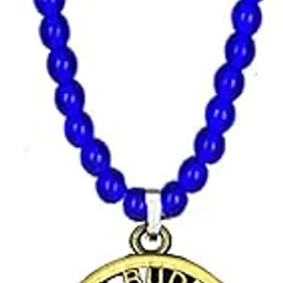 Namo Buddhaya Blue Bead Chain Bronze Metal Pendant for Men and Women – Spiritual Meditation Jewelry Gift-image-84