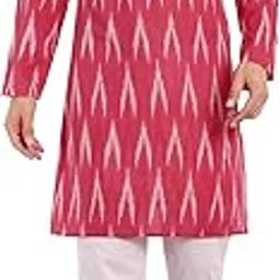 amazon brand - anarva Men's Pure Cotton Printed Kurta Pajama Set Ikat Design Casual Ethnic Dress-picture-36