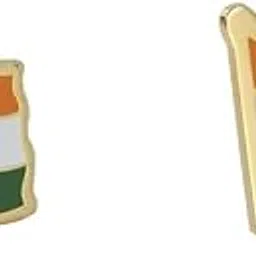 the flag company Brass Metal Indian Flag Badge with Pin | Lapel Pin for Shirt, Coat & Dress | National Flag Brooch | Pack of 2 image 1