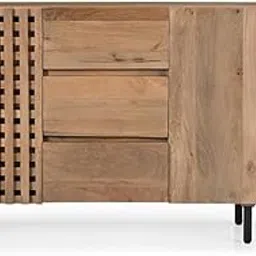 Goldview Furniture Solid Wood Sideboard | 2 Doors & 3 Drawers Wooden Storage Cabinet | Living Room, Dining Room & Home Organizer-image-91