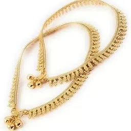 afj gold Thin Size Gold Plated Stylish Anklets Kolusu Payal Ghungroo for Women-picture-22