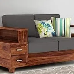 DYNAMIZE ART Sheesham Wooden 2 Seater Sofa for Living Room | Solid Wood Sofa with Side Box Storage & Cushion | Rosewood Sofa Set for Home & Office (Honey Finish)-picture-21