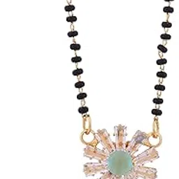 ginostone Designer Gold-Plated Mangalsutra with Green Center Stone and Crystal Detailing – Modern Traditional Necklace for Women-picture-20