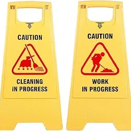 TARGET HYGIENE Caution Sign Board Working in Progress Cleaning in Progress, Medium Size -Yellow (Combo of 2 Pc Sign Board)-picture-23