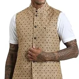 turtle Men Pure Cotton Self Design Formal Nehru Jacket||men's vest-picture-37