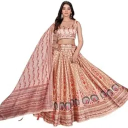 Women's Designer Silk Embroidered Lehenga Choli with Dupatta | Traditional Wedding & Festive Ethnic Set | Elegant Floral Printed Bridal Lehenga for Parties, Ceremonies & Receptions-image-7